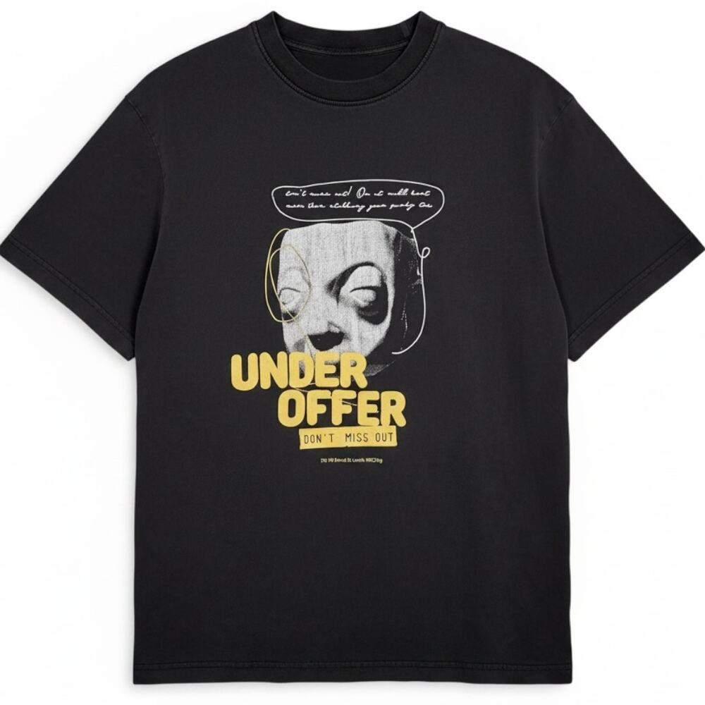 Pull & Bear STWD Men's Medium Streetwear Under Offer Head Graphic Print T Shirt